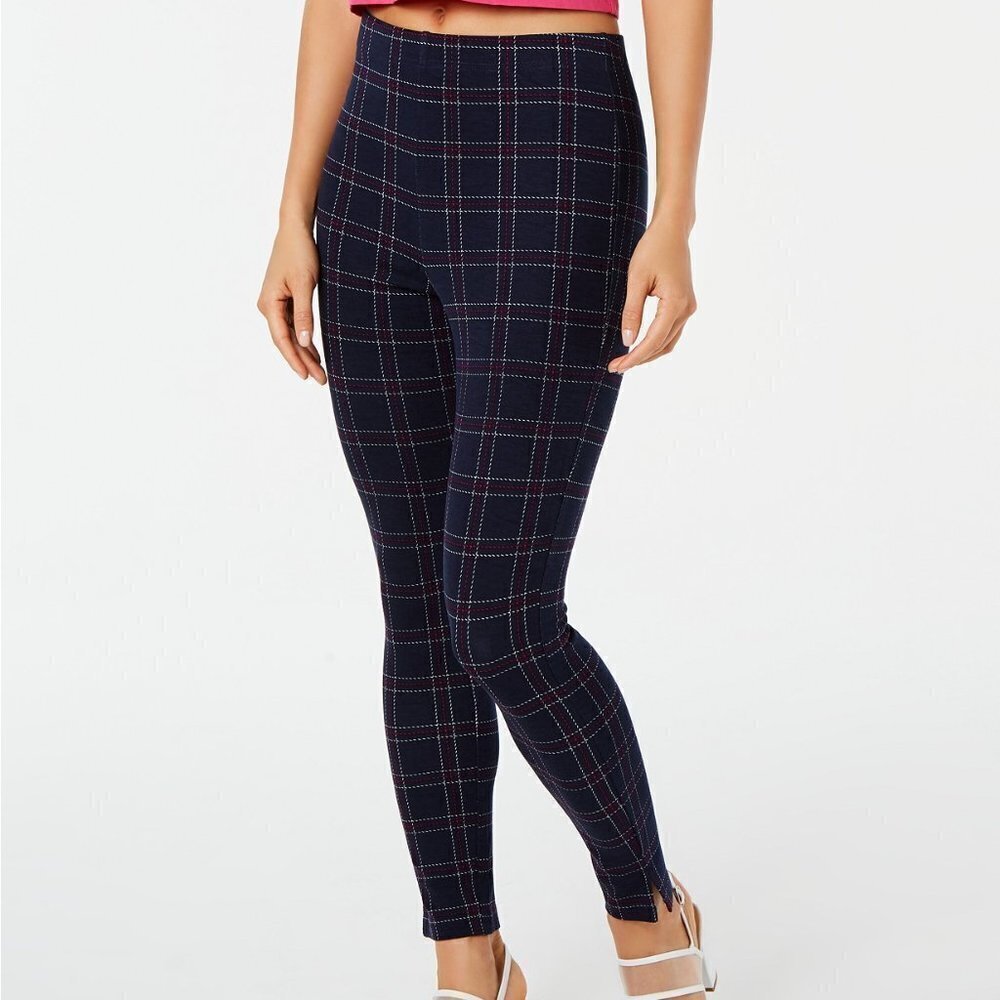 L327 Hue Windowpane Cropped Skimmer Leggings - Picture 1 of 3